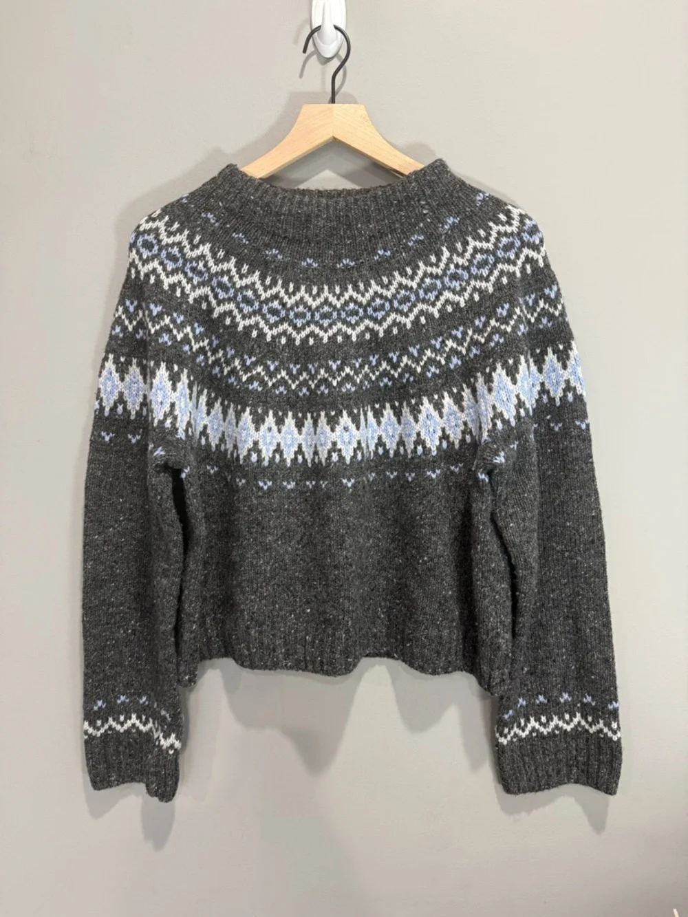 JCREW Charcoal Fair Isle Crewneck Sweater‎ - Women Size Large